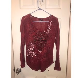 Red shirt with detail